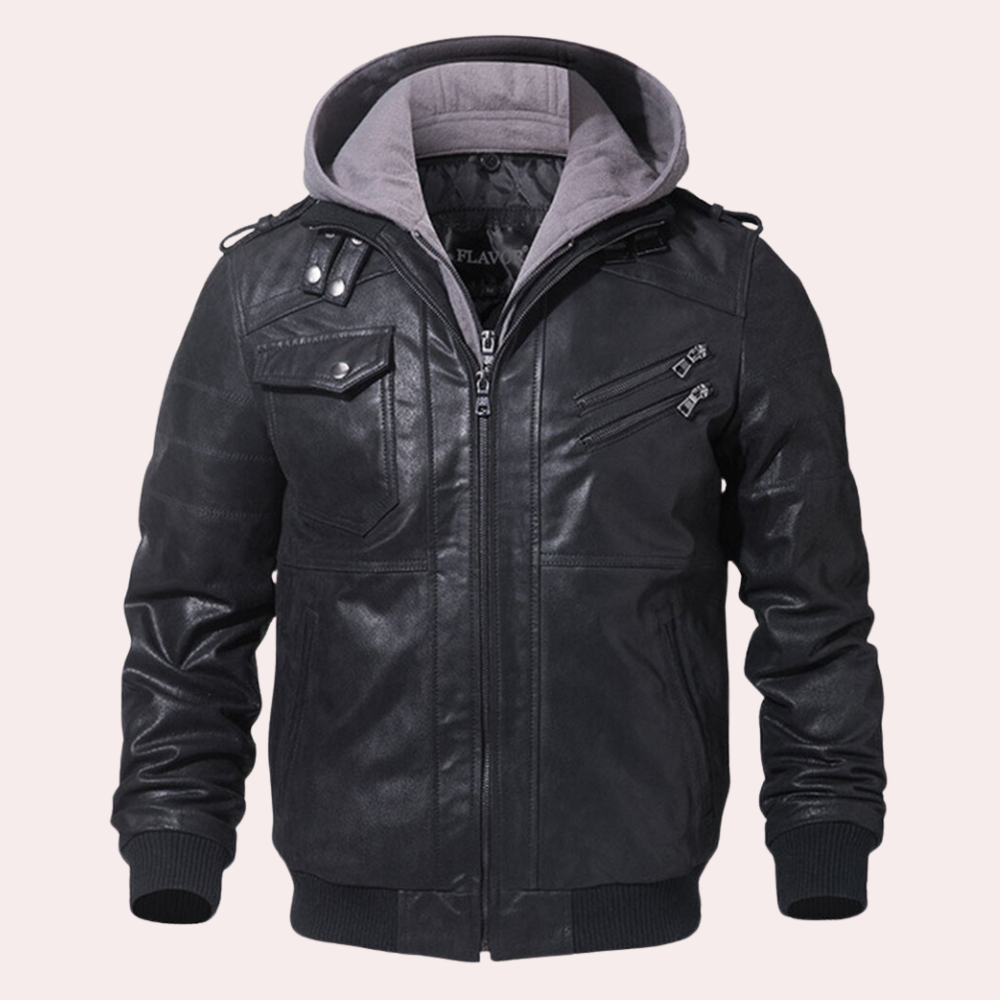 Adrian Hooded Leather Jacket