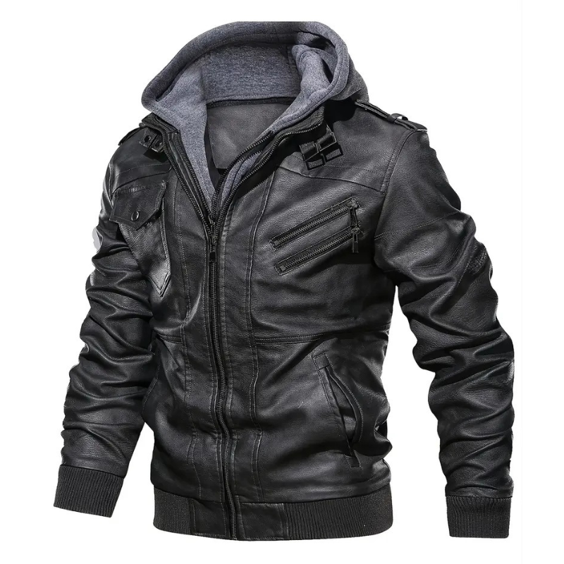 Adrian Hooded Leather Jacket