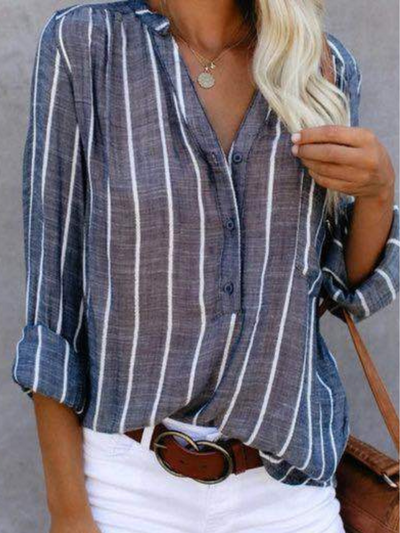 Sienna Striped Button-Up Blouse
