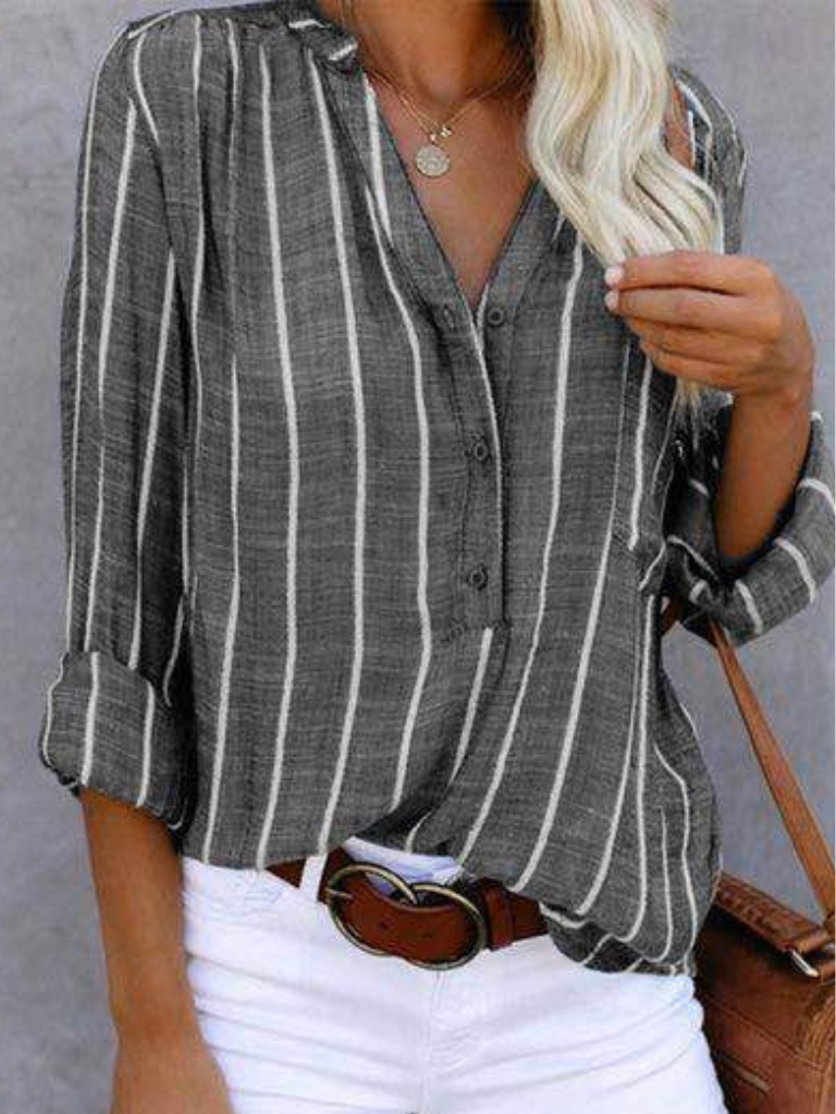Sienna Striped Button-Up Blouse