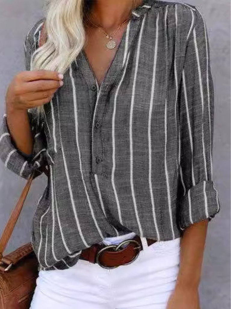 Sienna Striped Button-Up Blouse