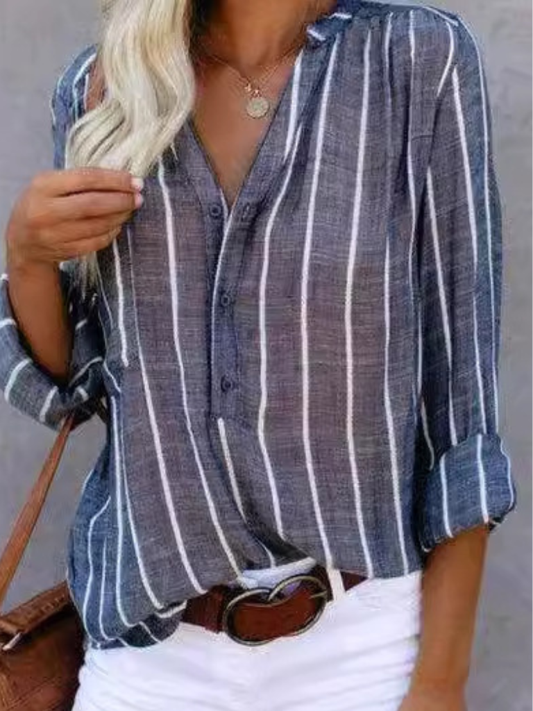 Sienna Striped Button-Up Blouse