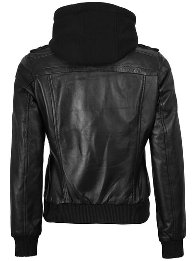 Aria Hooded Bomber Leather Jacket