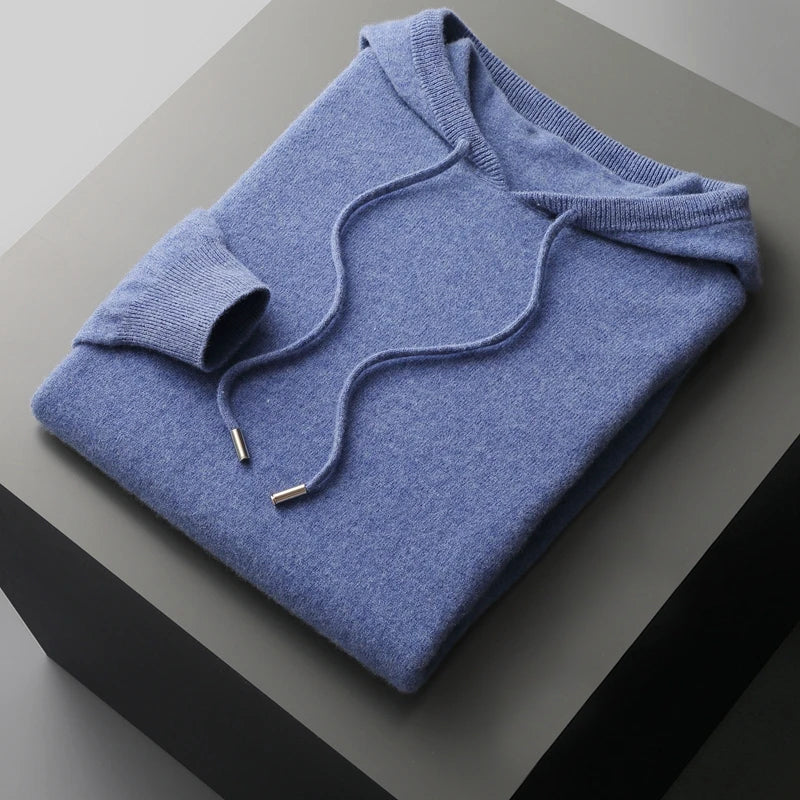 Merino Wool Hoodie for Men with Drawstrings
