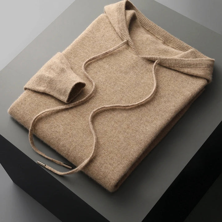 Merino Wool Hoodie for Men with Drawstrings