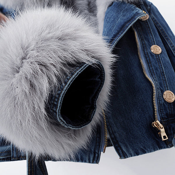 Chloe | North™ Luxe Faux Fur Denim Moto Jacket