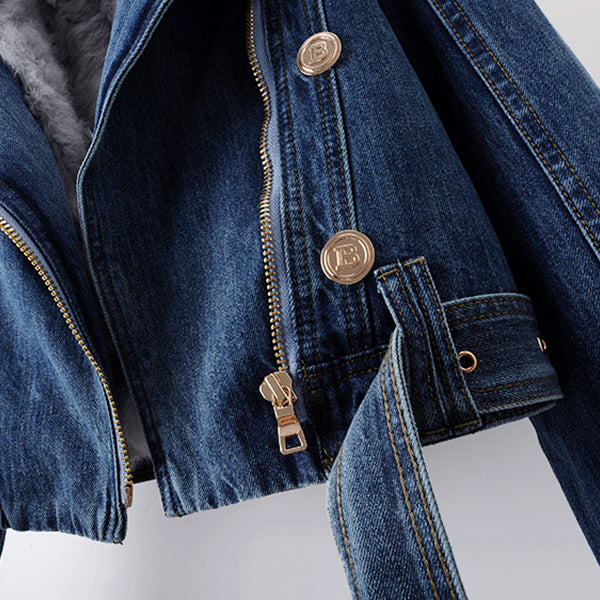 Chloe | North™ Luxe Faux Fur Denim Moto Jacket