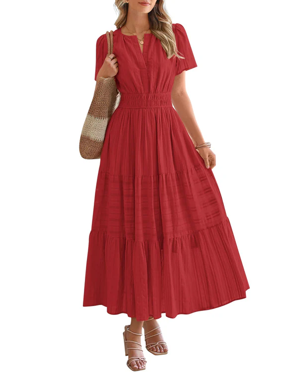 Smocked Waist Tiered Maxi Dress