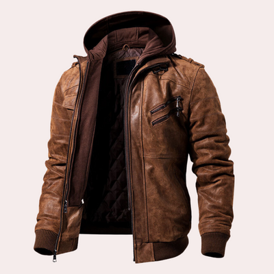 Adrian Hooded Leather Jacket